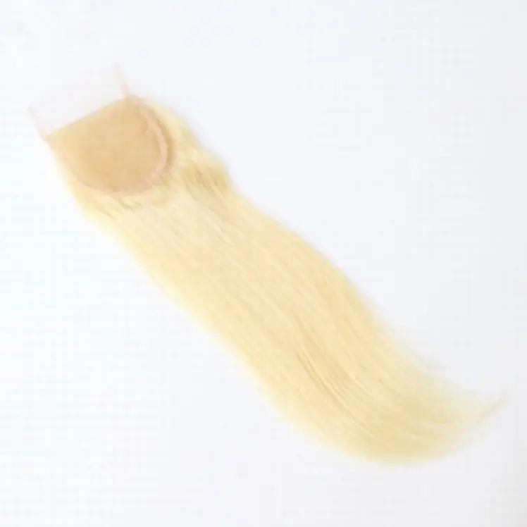 Blonde 613 Straight closure 4*4 virgin Brazilian hair lace closures platinum European blonde human hair MOQ 1 pieces