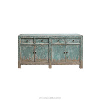 Meuble long vintage en bois peint de style rustique, reproduction d'antiquités chinoises, vente en gros