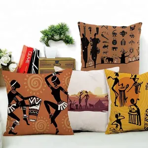 민족 춤 아프리카 여성 패턴 사용자 정의 인쇄 쿠션 커버 거실 소파 침실 장식