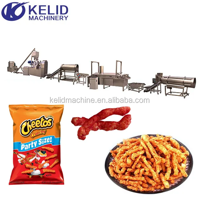 फूला मकई कर्ल Kurkure Cheetos नाश्ता Extruder मशीन