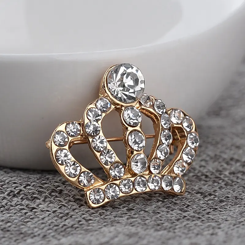 Thời Trang Kim Loại Pin Với Pha Lê Pin Bán Buôn Đám Cưới Vương Miện Rhinestone Trâm