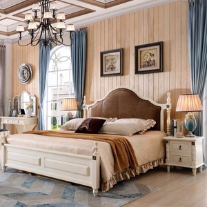 Juego de Muebles de Dormitorio de Lujo Estilo Antiguo, Fabricado con Madera Maciza <span class=keywords><strong>y</strong></span> MDF, Juego de Cama Completo con Edredón - Product Image 1