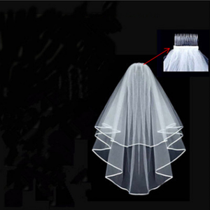 Velo da sposa all'ingrosso in tulle bianco con bordo in raso per <span class=keywords><strong>addio</strong></span> <span class=keywords><strong>al</strong></span> <span class=keywords><strong>nubilato</strong></span>, doccia nuziale, <span class=keywords><strong>accessori</strong></span> per matrimonio - Product Image 3