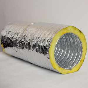 Conduit <span class=keywords><strong>flexible</strong></span> isolé acoustiquement en <span class=keywords><strong>aluminium</strong></span> avec isolation en fibre de verre jaune résistant au feu pour la ventilation - Product Image 2