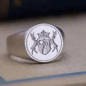 Custom Zegelring Met Uw Eigen Logo Zilveren Sieraden