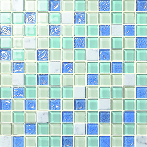 Carrelage de sol et mur en mosaïque de bleu et blanc, noir et bleu, pour la piscine - Product Image 6