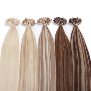 Extensions de cheveux humains de qualité supérieure, fabriquées directement en usine, kératine, pointes en <span class=keywords><strong>U</strong></span>, ombrées, Remy, cuticules alignées, cheveux vierges russes, micro-pointes - Product Image 1
