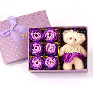 2018 vendita calda 6 fiore di sapone rosa con orso per san valentino - Product Image 1
