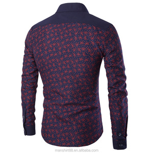 Herren bedruckte Hemden Neueste Design Kontrast Kragen und Manschette Paisley Baumwolle Hemd für Männer - Product Image 2