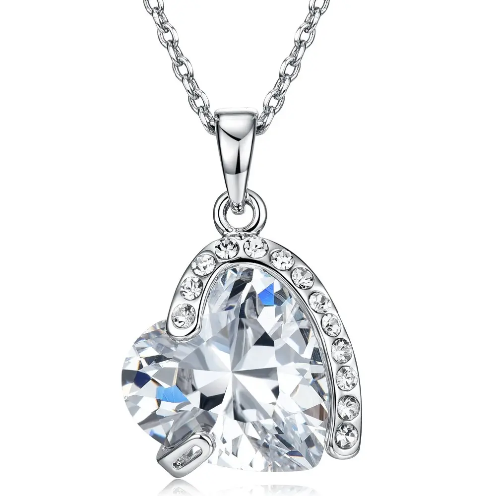 2020 Factory Wholesale Ruby Heart Pendant Women On Sale Diamond Necklace Fine Jewelry