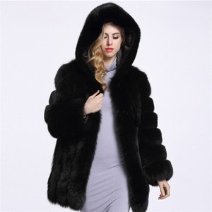 Gran precio en abrigo de piel sintética de visón Vintage blanco para mujer con cuello con capucha de talla grande estilo Vintage de invierno - Product Image 4