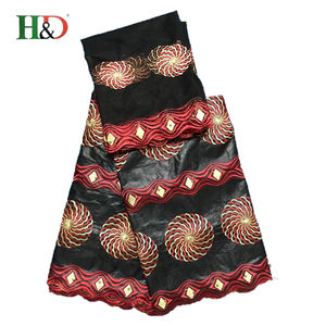 H & D de Alibaba de China precio 5 africano Bazin + 2 nupcial tela de encaje textil con Guangzhou fábrica - Product Image 2