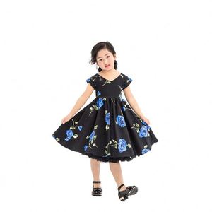 1950s vintage floral impressão manga curta, atacado crianças roupas a granel meninas roupas de festa frocks - Product Image 1