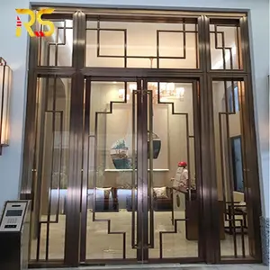 Foshan Decorative Stainless Steel Glass Door Front Entry Door Modern Luxury Hotel Door