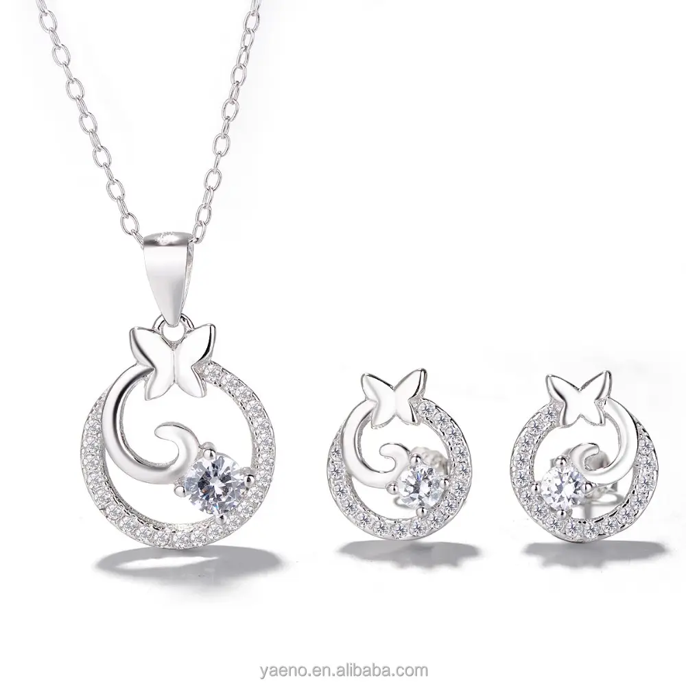 Nouveau 925 Forme Ronde en Argent Sterling Ensemble De Bijoux