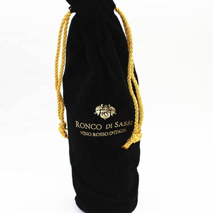 Sac cadeau en velours avec cordon de serrage personnalisé, recyclable, pour bouteille de vin, de liqueur et d'emballage de champagne avec logo imprimé à l'écran - Product Image 5