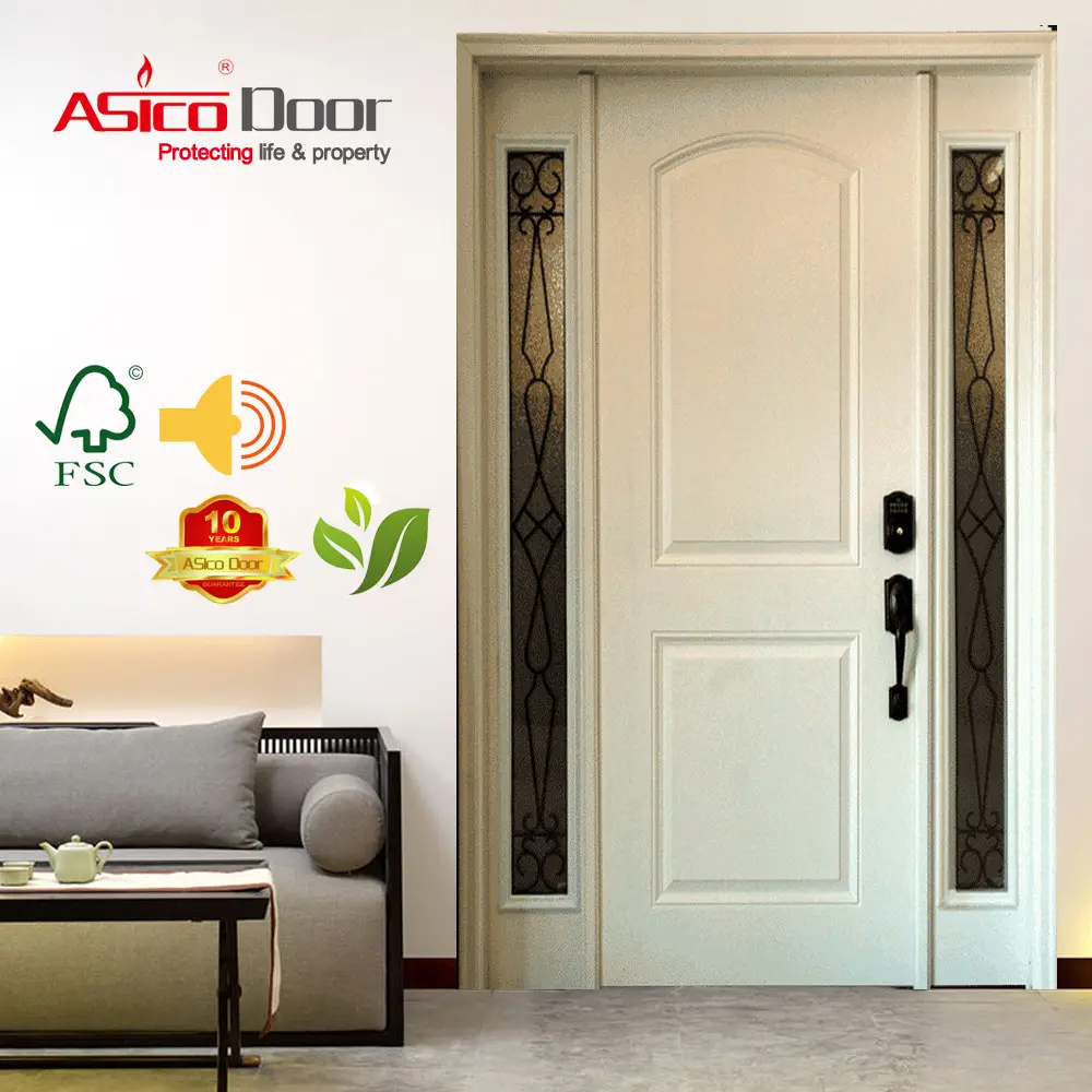 ASICO Weiß grundiert China Alibaba Lieferant Natur furnier Amerikanisches Interieur Massivholz verkleidung Tür Für Haus