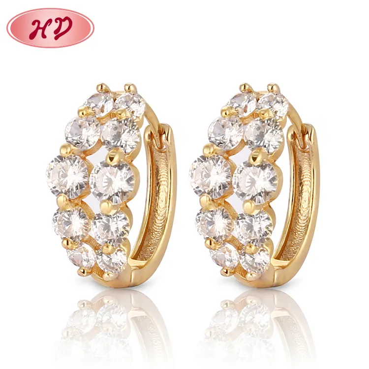 Wholesale Newest design Fashion round 18K gold plated earrings designs for girls