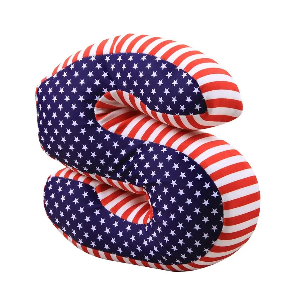 custom USA flag patterned alphabet letter throw pillow personalized Children's room decoration