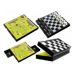 EPT 2In1 마그네틱 양면 보드 접이식 조각 나무 체스 및 초안 보드 게임