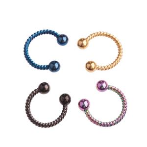 मुड़ रस्सी प्रभाव नाक घेरा नकली पट CBB घोड़े की नाल परिपत्र अंगूठी - Product Image 2