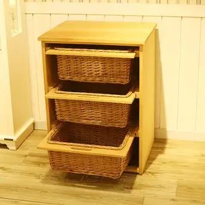 Опциональный размер ручной работы Кухня Овощной хранения плетеная угловая корзина ящики деревянный шкаф