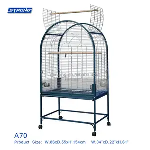 Portable Open Top Bird Cage Parrot Cage Pet House Parrot Aviary With Wheels A70