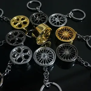 Wholesale Car Wheel Hub shape Custom Metal Auto Keychain keyring