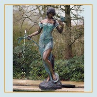 Fait sur mesure Art moderne maison jardin décoré grandeur nature femme Bronze danse dame fontaine Statue