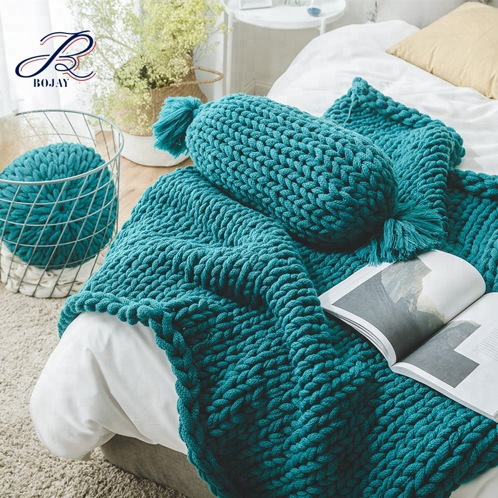 Chunky Blanket Acrylic Throw Blanket Soft Knit Chunky Throw