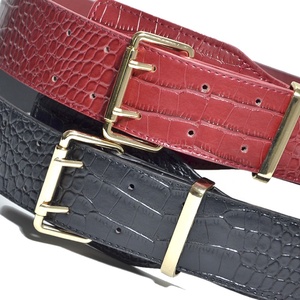 <span class=keywords><strong>Cintura</strong></span> da <span class=keywords><strong>Donna</strong></span> di Alta Qualità in Pelle PU Effetto Serpente 2018, Cinture Larghe con Fibbie Rosse e Nere per Abiti Femminili - Product Image 3
