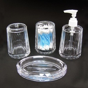 4 unids/set conjunto de accesorios de baño de acrílico transparente de forma cónica azul - Product Image 4