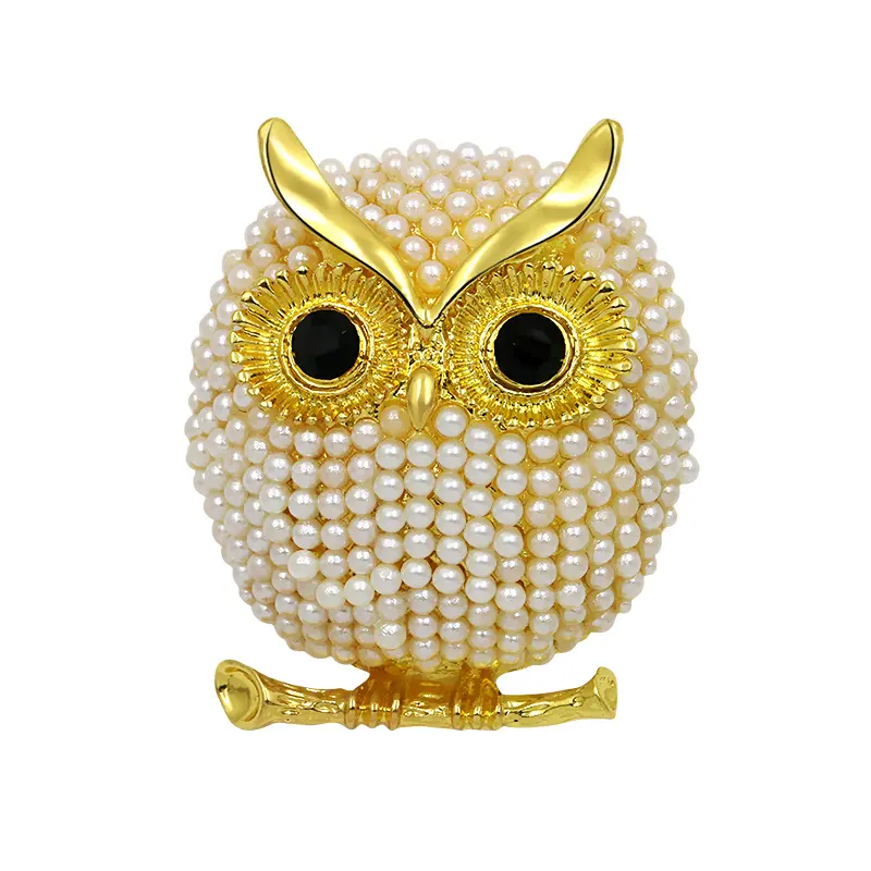 Weiman Jewelry Factory Outlet Chất Lượng Cao Simulated Pearls Pave Dễ Thương Owl Thiết Kế Trâm Cài