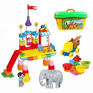 Plastic blocks toy Fantasy happy Large theme amusement park large barrel building block with legoing toys