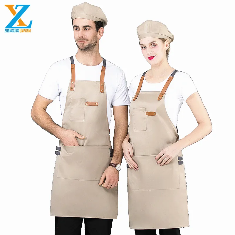 Durable Coffee Shop Aprons Restaurant Home Cooking Kitchen Manufacturer Waiter Print Logo Home Kitchen Apron for Cleaning