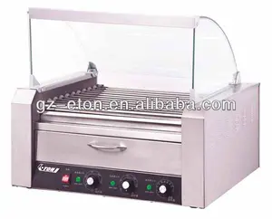 11 Roll Hot dog roasting machine with warming case