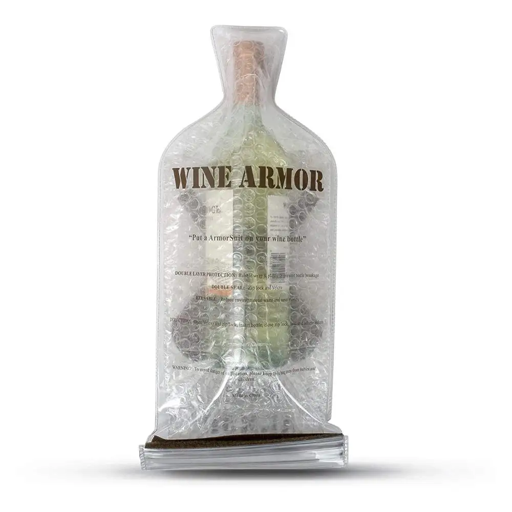 Reusable travel wine whisky bottle plastic protector sleeve bag