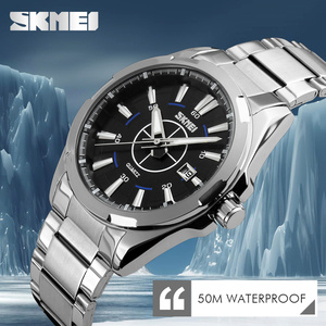 Skmei urban style 9118 다이얼 watch 대 한 men auto date japan movt quartz watch stainless steel 백 방수 5atm - Product Image 5