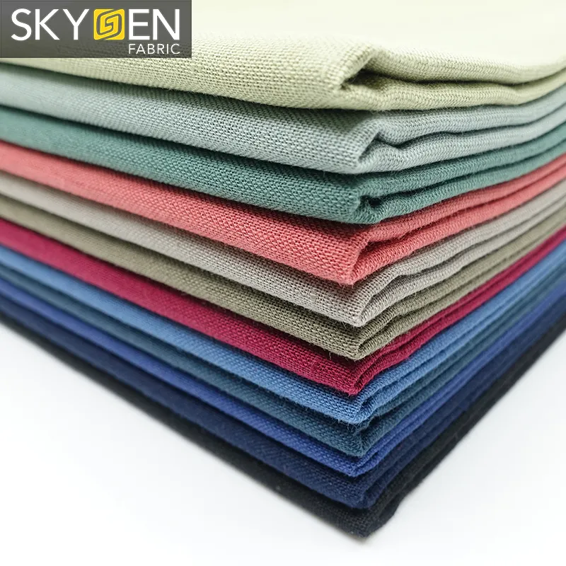 Skygen camisas de tela lisa teñida suave tejido de color sólido al por mayor francés irlandés italiano Lino tela de algodón para la ropa