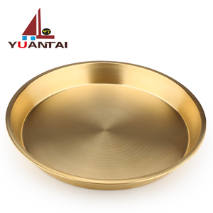 Plateau rond en or et <span class=keywords><strong>cuivre</strong></span> en acier inoxydable, 1 pièce, prix d'usine, plateau de nourriture pour équipement de mariage - Product Image 2