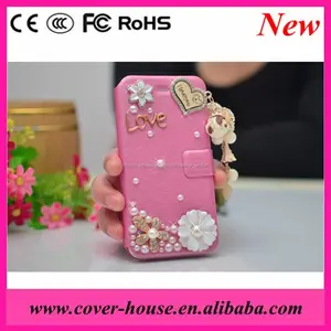 shenzhen fabricante 3d diy cristal de diamante do telefone caso de couro para samsung galaxy s6