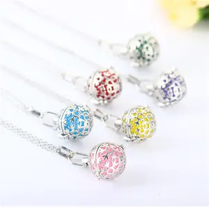 Beautiful snowflake shape DIY hollow aroma necklace Round diamond multi-color ball can open pendant