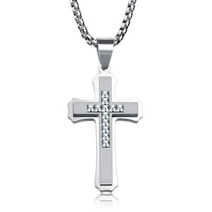 Estilo gótico Acero inoxidable Religioso Católico <span class=keywords><strong>Nuestro</strong></span> <span class=keywords><strong>Padre</strong></span> Jesús Cruz Colgante Para Creer Jesús - Product Image 2