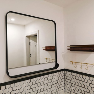 SWT Funzionale Specchi Metallici Decorazione Della Parete Quadrato <span class=keywords><strong>Nero</strong></span> <span class=keywords><strong>Specchio</strong></span> del <span class=keywords><strong>Bagno</strong></span> Con Ripiano - Product Image 1
