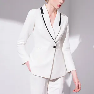 Costume classique pour femmes, costume design personnalisé, vêtements de printemps automne blanc, tenue de bureau formel pour femmes, manteau blazer