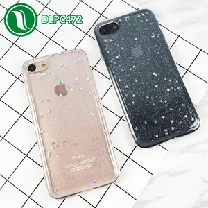 Bán chạy nhất trong Hàn Quốc Đen Rõ Ràng Mềm silicone ngôi sao nhỏ glitter case cho iPhone 7