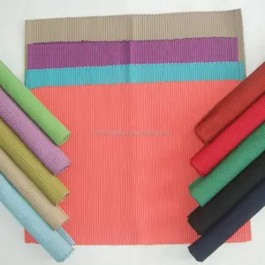 solid color 30*45cm polyester/cotton ribbed place mats for kitchen