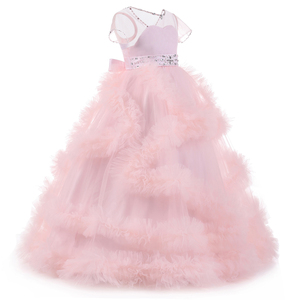 Impresionantes Vestidos <span class=keywords><strong>de</strong></span> <span class=keywords><strong>Niña</strong></span> <span class=keywords><strong>de</strong></span> las Flores con Espalda en V, Estilo Lujoso, con Perlas y Apliques para Bodas - Product Image 3