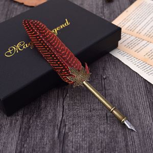 Antique Feather Quill Copper <strong>Pen</strong> Stem Writing Quill Ink Dip <strong>Pen</strong> Calligraphy Feather Quill <strong>Pen</strong> Gift Set - Product Image 3