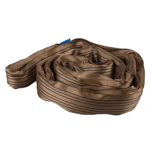 Lifting Sling Belt EN1492-2 6T Brown High Tenacity Polyester Endless Round Lifting Webbing Sling Belt